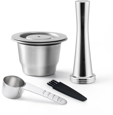 HAILASRE Capsule de café réutilisable compatible avec la machine Nespresso OriginalLine, filtre à dosettes de café rechargeables en acier inoxydable avec pilon et cuillère