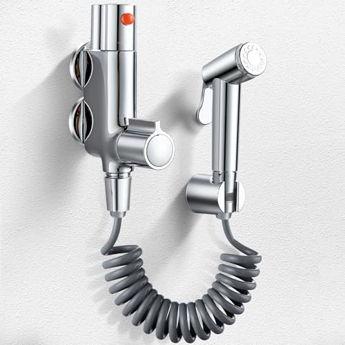 SINKTORY Bidet Douche Sprayer for Toilet Thermostatic Mixer Bidet Spray Kit, Brass Thermostatic Mixer Valve with Bidet Hand Sprayer Kit, Muslim Spray Hygienic Shattaf Douche Shower Kit, Chrome