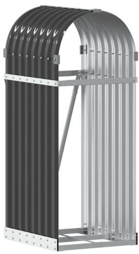 vidaXL Kaminholzunterstand, Kaminholzregal mit viel Stauraum, Feuerfest Brennholzregal mit Haken, Garten Holzlager Unterstand, Anthrazit 40x45x100cm Verzinkter Stahl