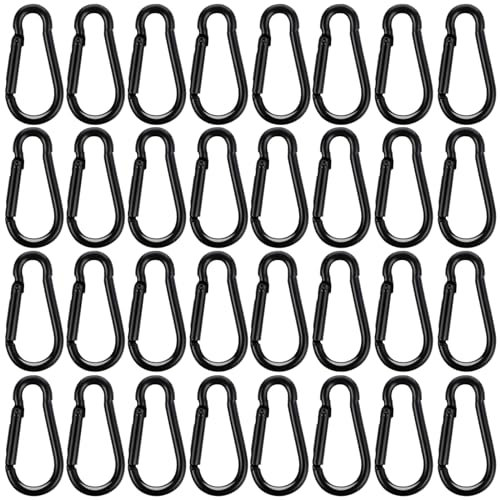 50 Stück Karabinerhaken Klein, 40x3,6 mm Karabiner Schwarz Karabinerhaken Aluminium Carabiner Schlüsselanhänger für Rucksack Gürtel Hundeleine Camping Wandern Angeln Reisen (Schwarz)