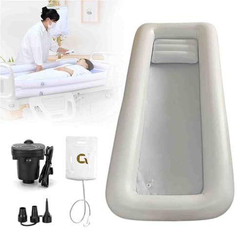 ALSUPEU Ensemble De Douche De Baignoire Gonflable Médicale, Aide Au Bain De Lit pour Patients Handicapés, Âgés, Alités Ou Blessés, Baignoire De Lit Portable en PVC