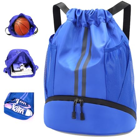 Rudmox Sportbeutel mit Schuhfach - Wasserdichter Kordelzug Rucksack für Damen & Herren - Gymbag & Turnbeutel Ideal für Fußball, Basketball & Training (Himmelblau)
