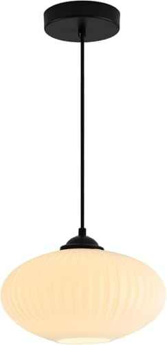 KCO Lighting Große Milchglas-Pendelleuchte, schwarz und weiß, Pendelleuchte, Mitte des Jahrhunderts, moderne hängende Deckenleuchte, industrielle Bauernhaus-Pendelleuchten, Kücheninsel