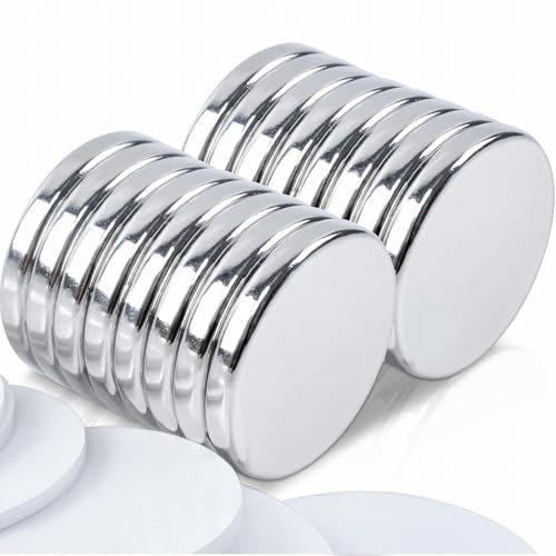 Neodym Magnete Stark, 16 Stück 20x3 mm Magnet Selbstklebend Stark, Rund Starker Magnete für Magnettafel, Whiteboard, Handwerk Büro Kühlschrankmagnete Seltenerdmagnete mit doppelseitigem Klebstoff