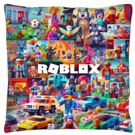 The Beach Stop Ro-Blox Kissenbezug mit lustigem Videospiel-Akzent, Pop-Art-Heimdekoration, Geschenkidee für Männer, Frauen, Jungen, Mädchen, 45 x 45 cm, Ro-Blox-Thema