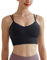 Memoryee Sports Bras Women Padded Cross Back Strappy Non Wired Push Up Medium Impact Vest Crop Top for Running Yoga Dance Black S