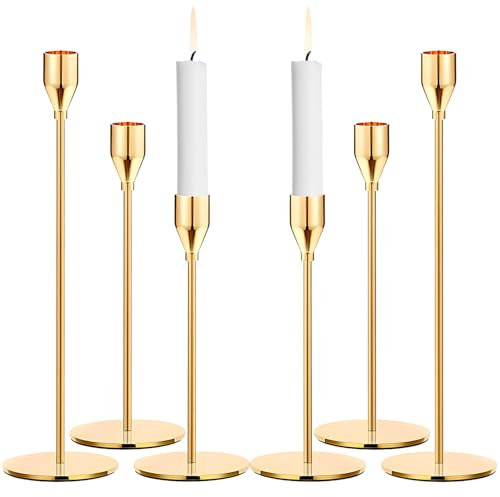 Kerzenständer Gold,6 Stück Kerzenständer Stabkerzen,33/28/23CM Stabkerzenhalter,Metall Kerzenhalter Stabkerzen,für Party,Hochzeits,Tischdekorationen,Heimdekorationen