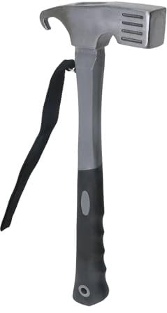 Nicerity Camping-Hammer, robust, mit Zeltpfahlentferner, 29,5 cm, Stahlzelthammer für Wanderausrüstung (grau)