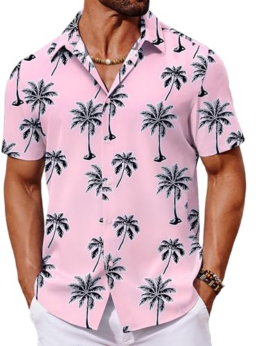 COOFANDY Hawaii Hemd Männer Sommer Kurzarmhemd Tropical Hemden Hawaiihemd | Sommerhemd Kurzarm, Strandhemd Urlaub, Hawaiihemden, Blumen Hemd, Aloha Herrenhemden, Party Shirt, für den Strand