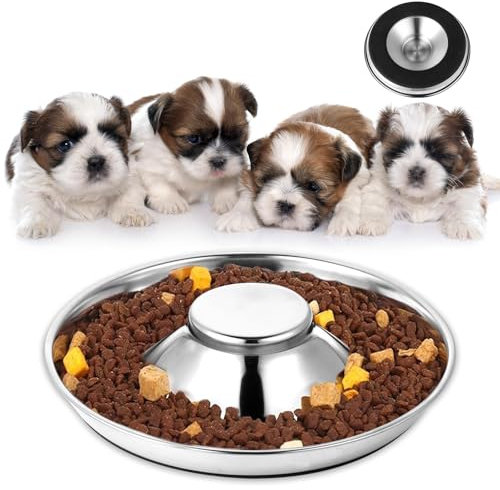 Hundenapf aus Edelstahl, 30 cm Futternapf mit Anti-Schling-Funktion & rutschfestem Silikonboden, Fressnapf für kleine und große Hunde, Welpen & Mehrhundehaushalt