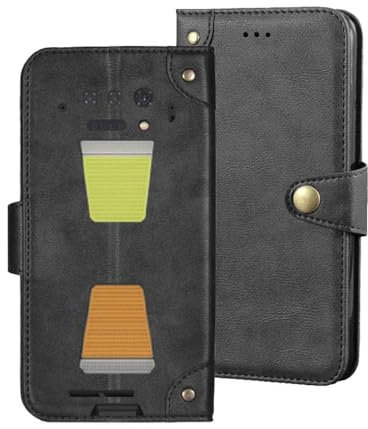 Auotu PU Leder Flip Brieftasche Mit Kamera Schutz Handyhülle Lederhülle Cover Tasche Case Hülle Etui für Unihertz 8849 Tank 2 Pro Smartphone (Schwarz)