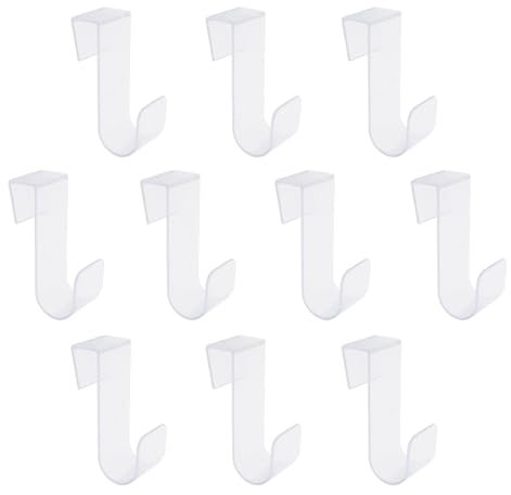 UFURMATE 10PCS Over Cabinet Door Hooks Plastic Over The Door Single Hooks Space-Saving Hanger Extender Clips Multi-Purpose Hooks for Kitchen Bathroom Bedroom (Transparent)