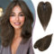 RUWISS Haar Toppers für Frauen Echthaar Topper Leichtes Braun Clip in Haarteil für Dünner Haar Oberkopf Flauschiger Glatter Hair Topper ohne Pony