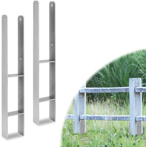 Gimisgu H-Pfostenanker 2 Stück H-anker Pfostenträger Bodenanker für Pfosten H-Pfostenschuh für Zaun und Gewächshaus Pfosten Vierkantholzpfosten(81x600mm)