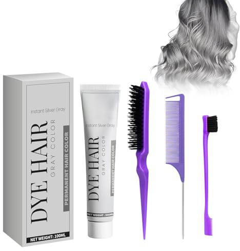 Graue Haarfärbecreme - Natürliche Temporäre Haarfarbe Für Cosplay, Partys & Halloween, Sofortige Graufärbung Mit 3 Kämmen Im Set, Unisex Haarpomade Für Stylische Looks (100 Ml) Gray Hair Cream