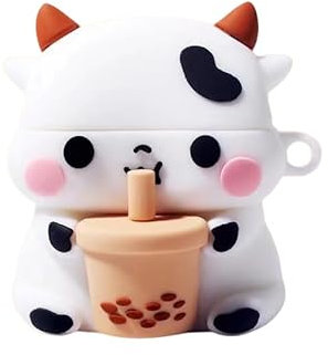 CrazyLemon für AirPods 4 (2024) Hülle, Weiche Silikon Kopfhörerhülle für AirPods 3D Karikatur Tier Mädchen Jungen Coole Lustige Süße Schutzhülle Kopfhörer Taschen & Cases - Milchkuh