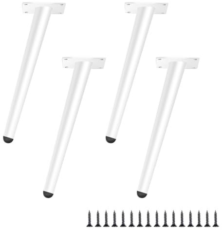 LJMbed 4er Set 20cm weiß Metall möbelfüße – Sofabeine, Schrankbeine, Tischbeine inkl. Schrauben – Perfekt für Sofas, Tische, Betten, Couchtische und mehr.