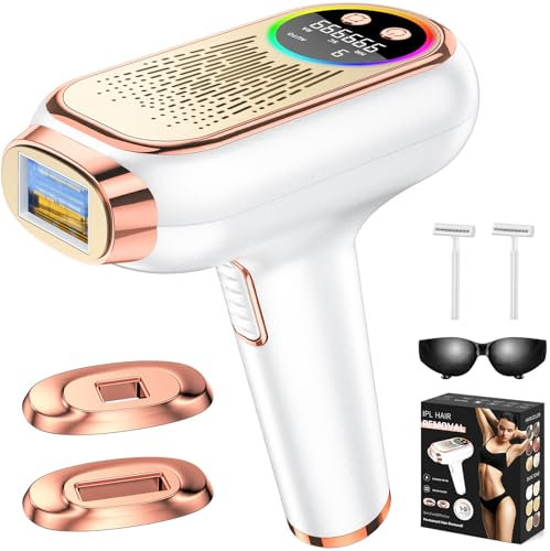 NIKYJM IPL Geräte Haarentfernung Laser, 6,8 cm² Großkaliber Schmerzfreie Haarentfernungsgerät mit 3 Funktionen HR/SC/RA, 9 Energiestufen für Männer Frauen Ideal für Gesicht Bikini Körper, Roségold