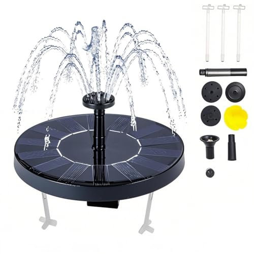 Solarspringbrunnen Aussen, 1.4W VogelBad Solar Brunnen für Draussen, klein DIY Solar Springbrunnen für Außen mit 7 Fontänenstile, Gartenbrunnen Solar, Solar Wasserspiel, für Garten Teich(A)