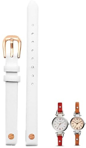 hoosouk Bracelet de montre en cuir véritable pour femme, avec vis, pour Fossil ES4340 ES4119 ES4000 3745 3861 4026(White rose gold)