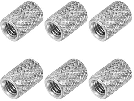 PATIKIL 6 Stück Runde Gewindehülse M4 Verbindungsmuttern, Kupplung Mutter 8mm Länge Φ6, Bolzen Rohrmutter Gewindemuffe für Halterung, Grobgewinde Langmutter M4x0.7x8 mm