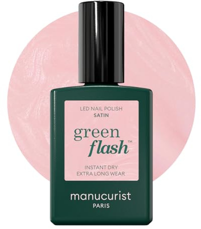 Manucurist Green Flash™ Gel Nagellack Satin Perlmutt Blassrosa | Nägel Selber Machen für UV Lampe Nägel - Professionelle Maniküre - UV Lack, 12-Free Lack, Bio-basiert