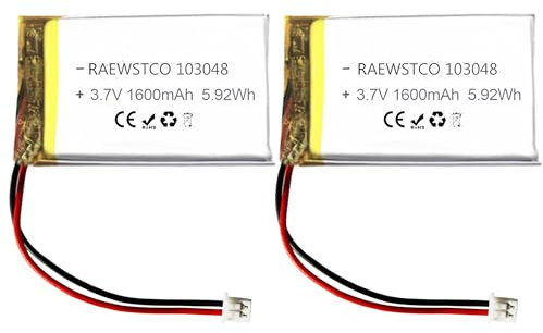 2 Stück 3,7 V 1600mAh 103048 Li-Ionen-Lithium-Ionen-Polymer-Akku, Ersatz für DIY-3,7V Akkuprodukte, LED-Licht, Bluetooth-Lautsprecher