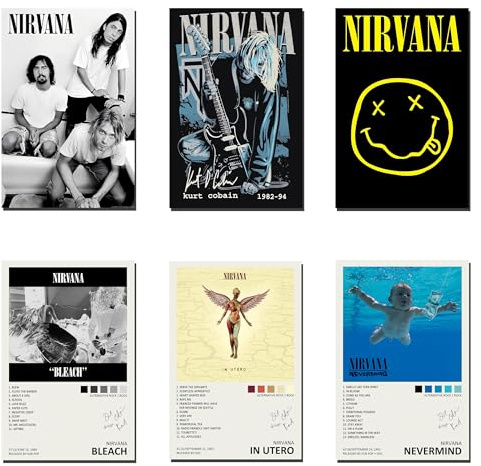 generisch Nirvana Music Album Cover Signed Limited Canvas Poster (Set of 6) Unframe 8inx12in(20x30cm)