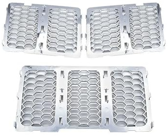 Griglia Anteriore Inserto Griglia Anteriore Per Auto, Copertura, 3 Pezzi, Rete ABS A Nido D'ape Per Jeep Per Grand Per Cherokee(D'argento)