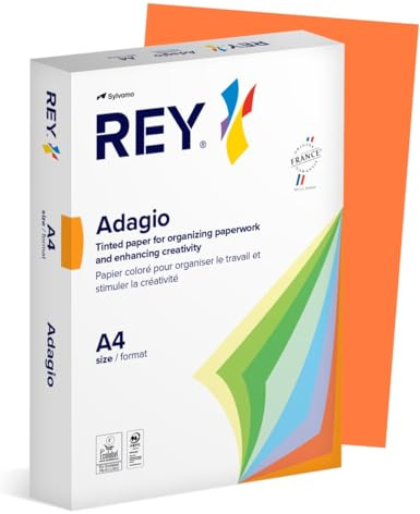 Rey® Adagio Copy Paper, Intense Orange, 80 g, A4, PEFC™, 500 Sheets Ream