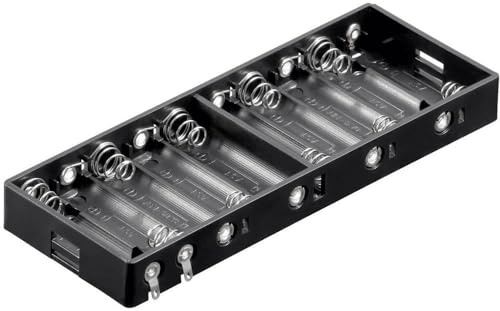 Goobay 11986 AA-Batteriehalter für 10x Mignon Batterien 1,5V / Batteriehalterung mit Lötfahne / Offenes Batteriefach 10 AA Batterien FR6 HR6 LR6 / ohne Kabel / Schwarz
