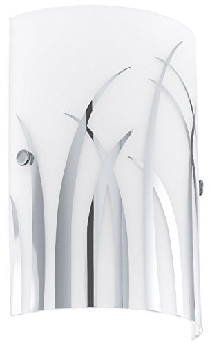 EGLO Wandlampe Rivato, 1 flammige Wandleuchte, Elegant, Wandleuchte innen aus Stahl und Glas mit Dekor, Wohnzimmerlampe, Flurlampe in Chrom, Weiß, E14 Fassung