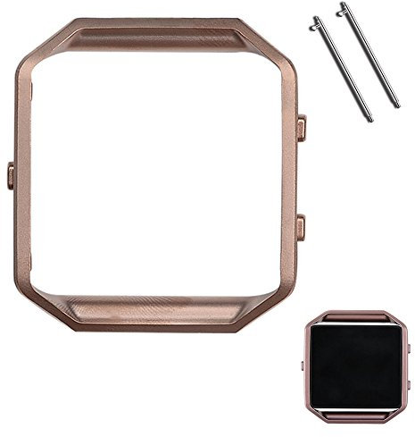 Fitbit Blaze Zubehör Armband Stahlrahmen, iFeeker Ersatz Rose Gold Edelstahl Metallrahmen mit Anschlusspins mit Anschlusspins für Fitbit Blaze Intelligent Fitness Uhren