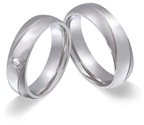 Juwelier Schönschmied Freundschaftsringe Partnerringe Trauringe - inkl. WUNSCHGRAVUR - Edelstahl Zirkonia 54-62 138HDac - mit AMAZON KONFIGURATOR direkt online gestalten !