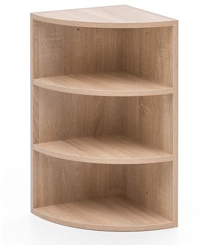 Wohnling Eckregal Sonoma 30x60x30 cm WL5.842 Holz Wandregal Eck Hängeregal, Holzregal für die Wand Hoch, Wandboard Freischwebend, Design Dekoregal mit runder Front, Bücherregal Schwebend Modern