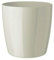 Floralo Teramo Übertopf 25cm Durchmesser x 24cm hoch creme, glänzend, in den Boden eingelassene Rollen, altweiß