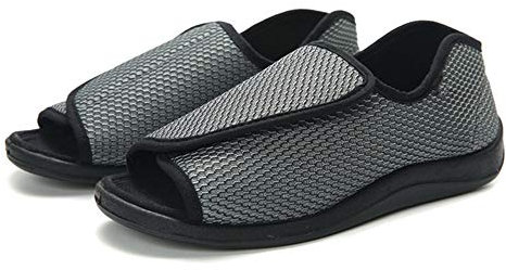 IBLUELOVER Chaussons Diabétiques Hommes Chaussures Rééducation Orthopédique Réglable Fermeture Scratch Sandale Ouvert Chausson pour âgées Pieds Enflé Arthrite Pantoufle en Mousse à Mémoire