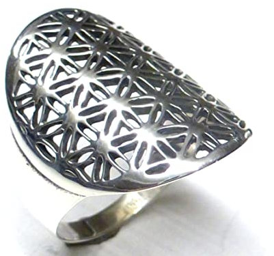 Ring Silber, Bandring Motiv Blume des Lebens Gr. 62, Sterlingsilber, Schmuck Damen