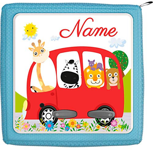 Coverlounge® Schutzfolie passend für die Toniebox mit Namen personalisiert | Tiere Fahren mit dem Auto