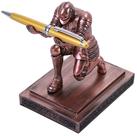 NCQIXIAO Ritter Stiftehalter, Schreibtisch-Ornament, Harz, Stiftehalter, Schreibtischzubehör und Organizer für Herren mit einem coolen Stift (Bronze)