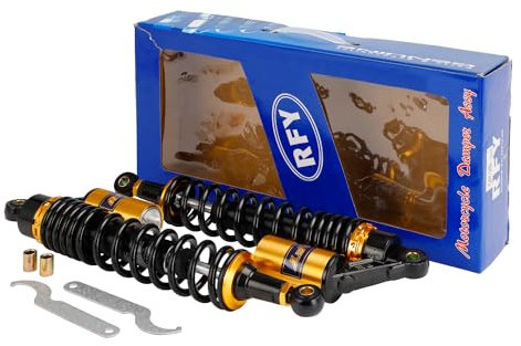 2Pcs Universal 400Mm 15.74 Fit für MotorradStoßdämpfer Hinterradaufhängung Blk & Gd