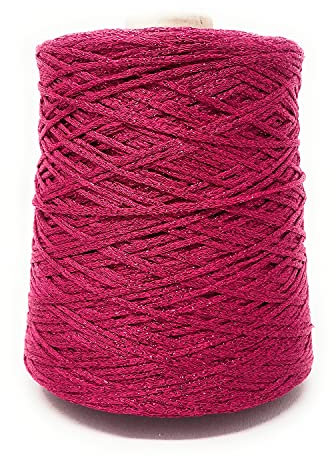 Rocca 500 grammi 850 metri per Lavoro a Maglia e uncinetto Ferri 5-6 Misto Cotone Viscosa Lurex made in italy alta qualità (Fucsia)