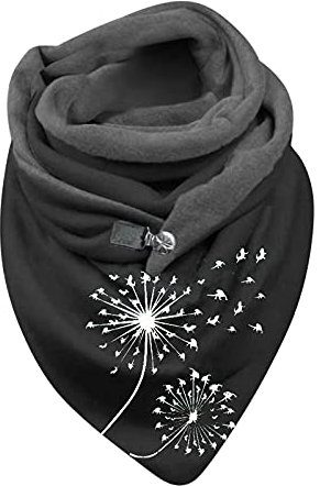 Lazzboy Schals Damen Schmetterlings Löwenzahn Druck Frauen Knopf Soft Wrap Warme Schal Dreieck Groß Button Dreieckstuch Herbstschal Winterschal Tartan Halstücher Weich Scarf (B)