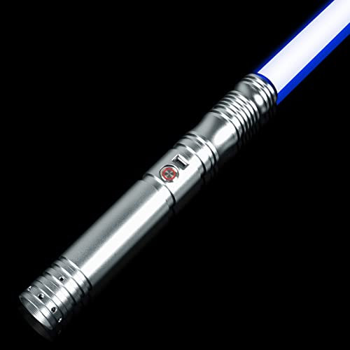 Atexbser Dueling Lightsaber RGB 12 Colors Changeable Smooth Swing Force FX Light Sabers - Metal Hilt Light Saber with 4 Sound Fonts for Adults Teens Costume Cosplay, Support Real Heavy Dueling(Grey)