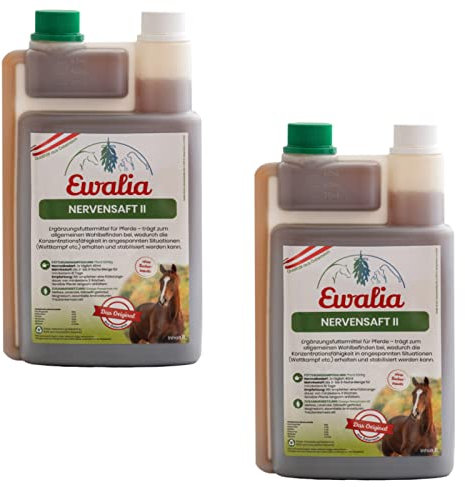 EWALIA Nervensaft II | Doppelpack | 2 x 1 l | Ergänzungsfuttermittel für Pferde | Mit L-Tryptophan & Magnesium