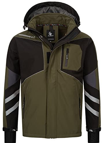 Rock Creek Herren Softshell Jacke Outdoor Jacke Windbreaker Übergangsjacke Anorak Kapuze Regenjacke Winterjacke Herrenjacke Jacket H-287 Dunkelgrün 4XL