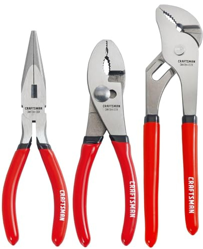 CRAFTSMAN Pliers Set, 3 Piece Set, Long Nose, Slip Joint, 8 Inch Groove (CMHT84103R)