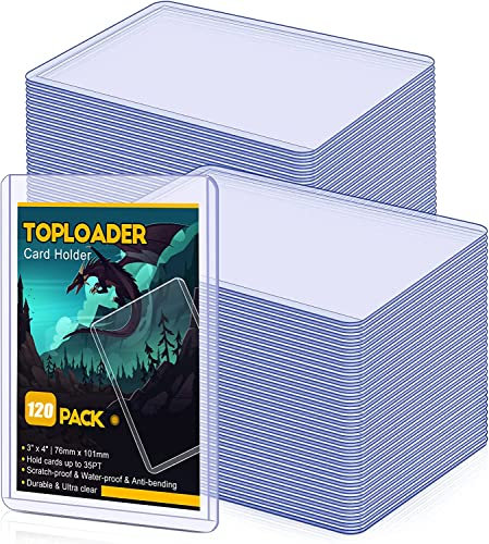 KAHEIGN 120Pcs Kartenhüllen Klare Durchsichtige Sammelkarten Hüllen 76 x 101mm Standard Top Loader Kartenhüllen 35pt Kartenhalter Kartenschutz Kompatibel mit Pokemon Yu-Gi-Oh Sportkarten