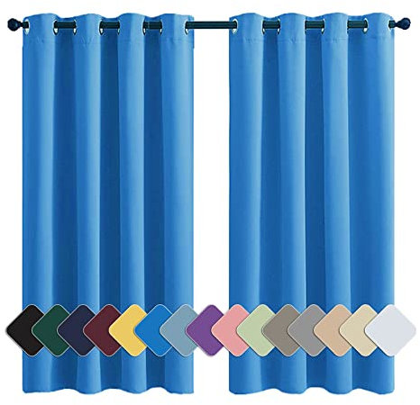 MENGH Verdunkelungsvorhang Kindervorhänge Blickdicht Hochwertige Qualität Kälteschutz, für Schlafzimmer Kinderzimmer Wohnzimmer blau 1 Stück, 224x140cm(HxB)