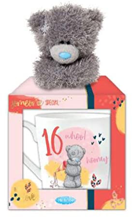 Me To You Bear 16th Birthday Mug Ceramic & Plush Gift Set.AGM01083, Grey!